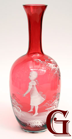cranberry glass Mary Gregory vase